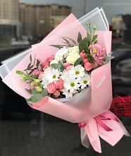Букет цветов из:  Розы, Лизиантусы и Хризантемы в Николо-Березовка
